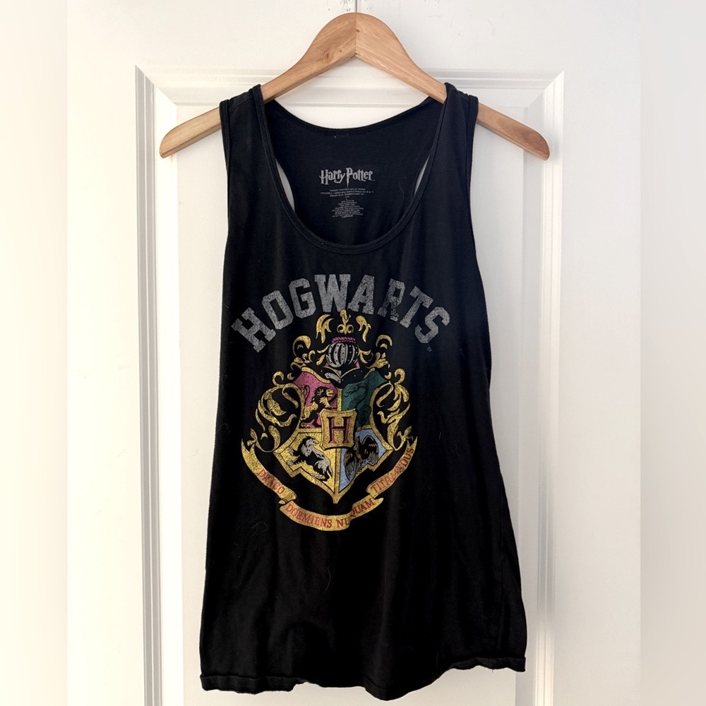 Harry Potter, Black Tank Top, Hogwarts, Women’s L, Racer back